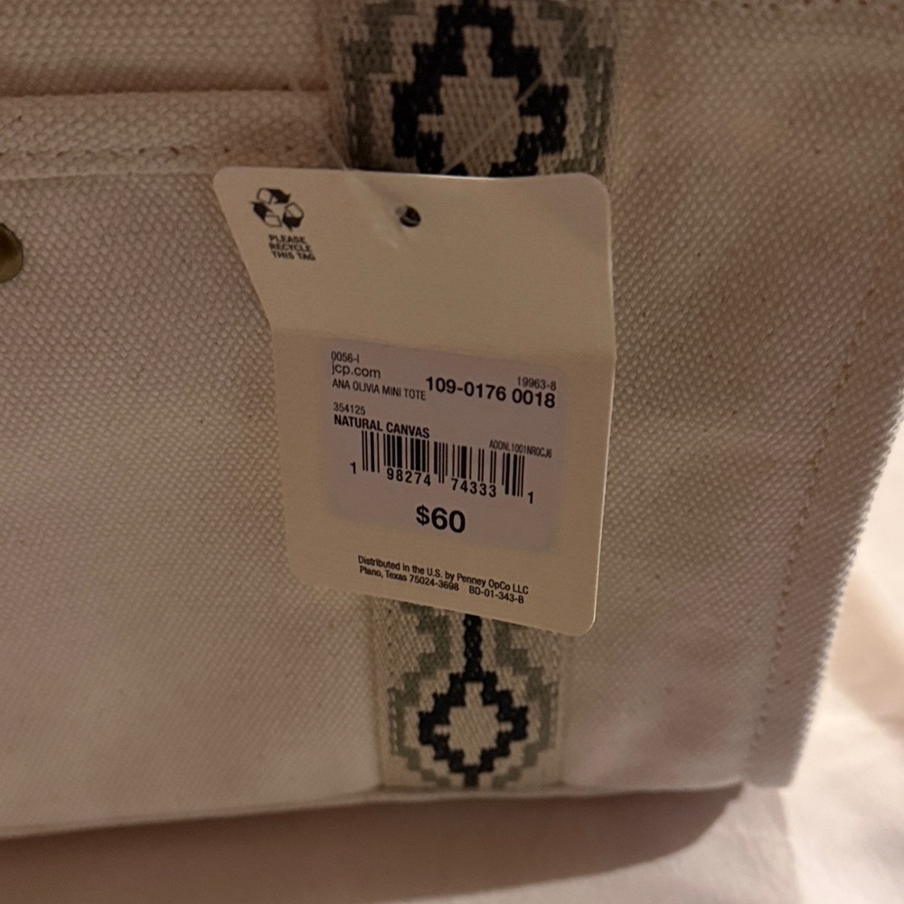 a.n.a Cream Canvas Tote with Black Pattern